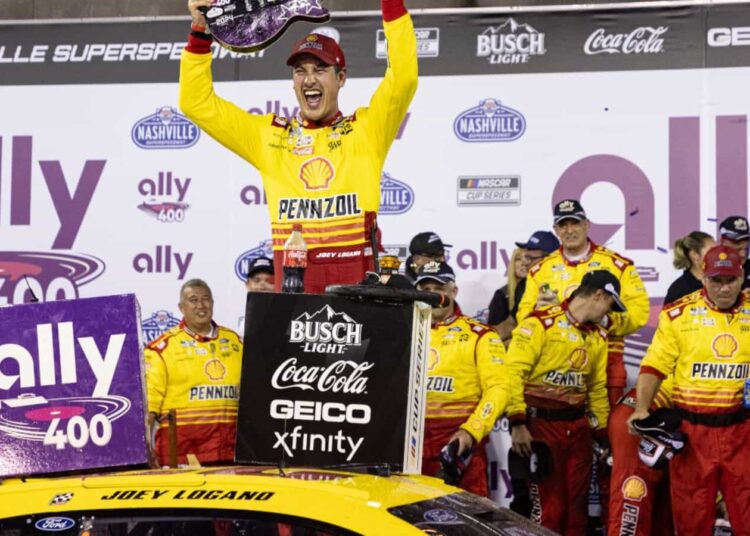 Joey Logano NASCAR win in Nashville.