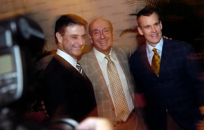 St. John's Head Coach Rick Pitino and Dickie V over 15 years ago.