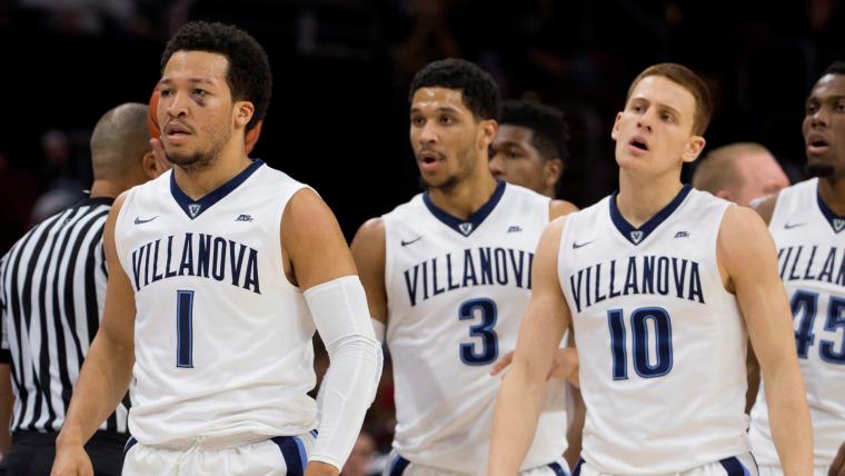 New York Knicks players Brunson, Hart, and DiVincenzo playing for Villanova.